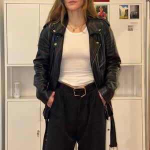 Vintage Black Leather Jacket for Women